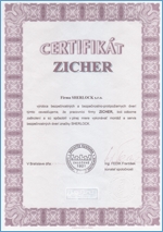 certifikát o zaškolení firmy ZICHER